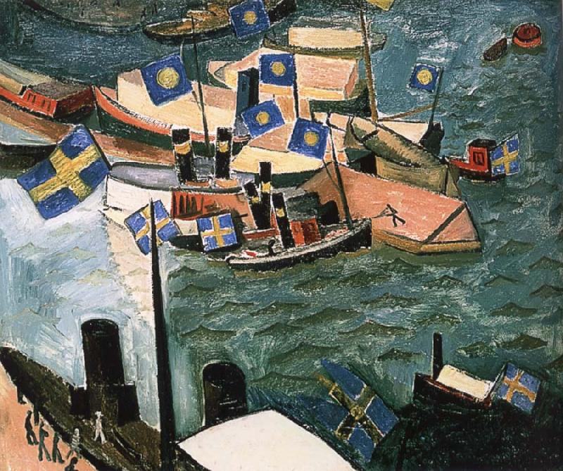 Isaac Grunewald The flag in Port oil painting picture